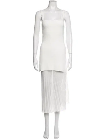 Pre-owned Amur Square Neckline Midi Length Dress W/ Tags In White