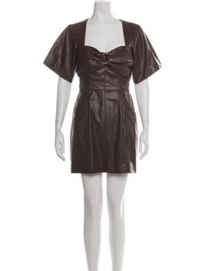 Pre-owned Amur Square Neckline Mini Dress In Burgundy