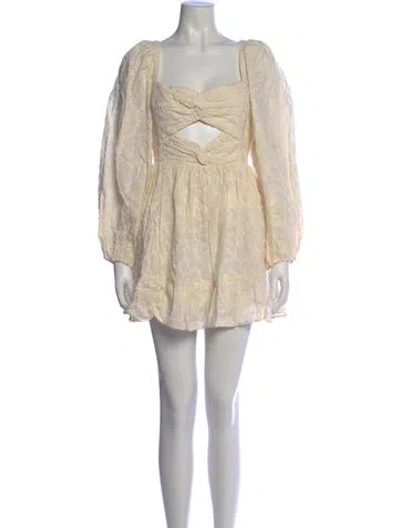 Pre-owned Amur Square Neckline Mini Dress In Neutral
