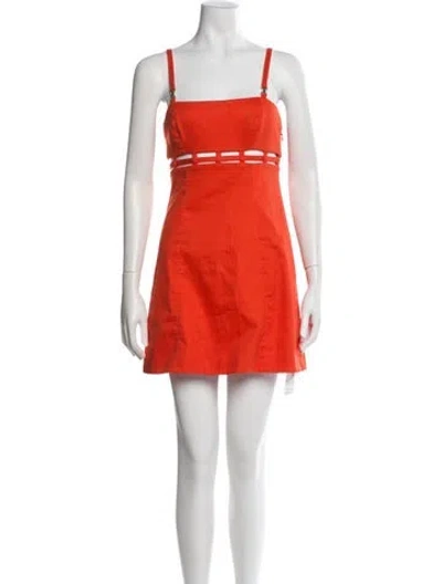 Pre-owned Amur Square Neckline Mini Dress In Orange