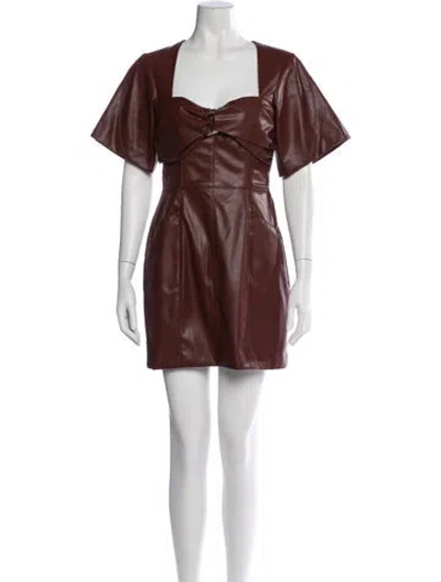 Pre-owned Amur Square Neckline Mini Dress W/ Tags In Brown