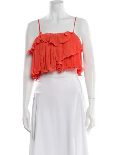 Pre-owned Amur Square Neckline Sleeveless Crop Top In Orange