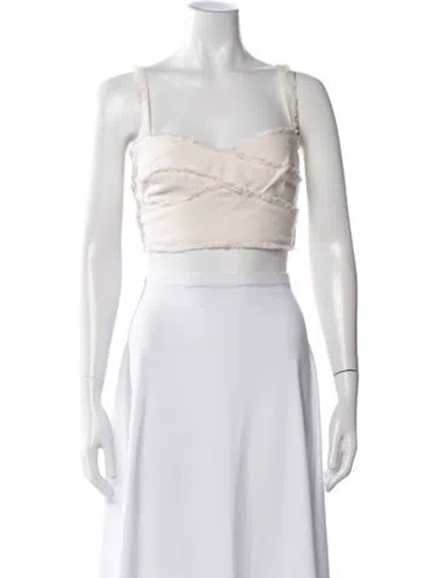 Pre-owned Amur Square Neckline Sleeveless Crop Top W/ Tags In White