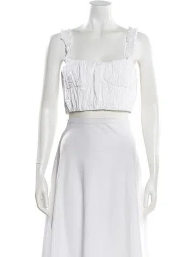 Pre-owned Amur Square Neckline Sleeveless Crop Top In White