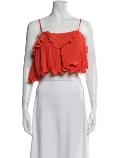 Pre-owned Amur Square Neckline Sleeveless Crop Top In White