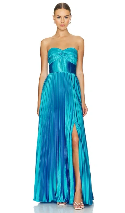 Amur Stef Pleated Gown In Adonis Blue