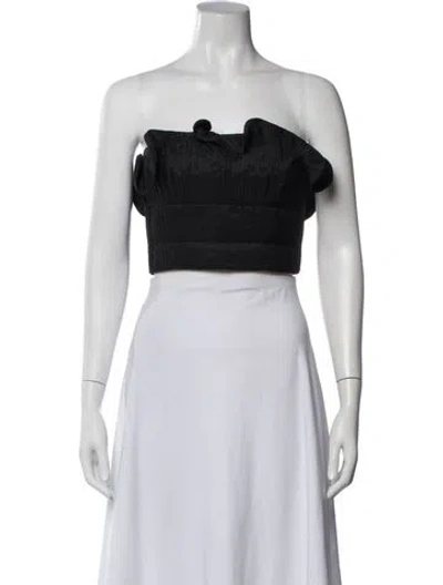 Pre-owned Amur Strapless Crop Top In Black