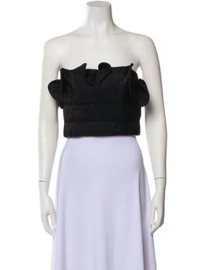 Pre-owned Amur Strapless Crop Top In Black
