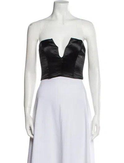 Pre-owned Amur Strapless Crop Top In Black