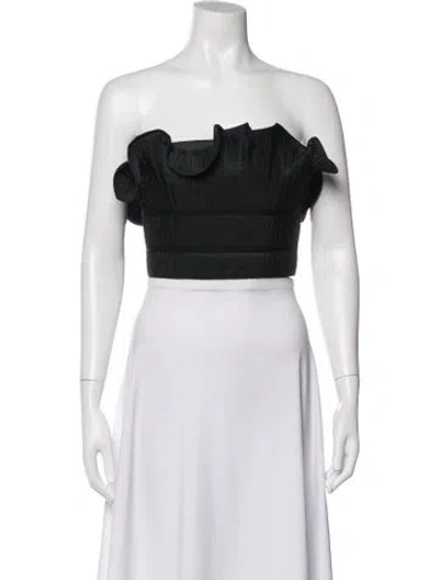 Pre-owned Amur Strapless Crop Top In Black