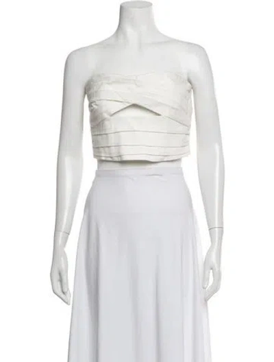 Pre-owned Amur Strapless Crop Top In White