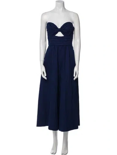 Pre-owned Amur Strapless Jumpsuit In Blue