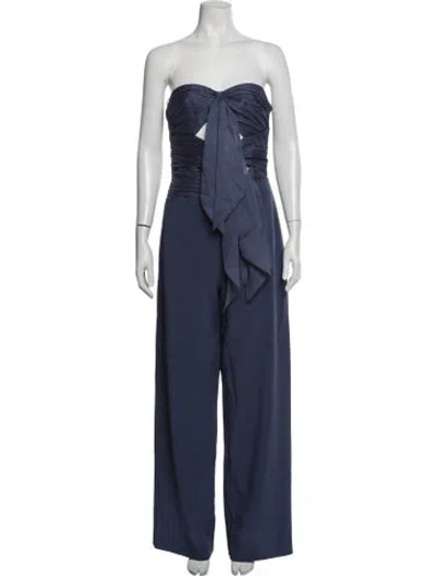 Pre-owned Amur Strapless Jumpsuit In Blue
