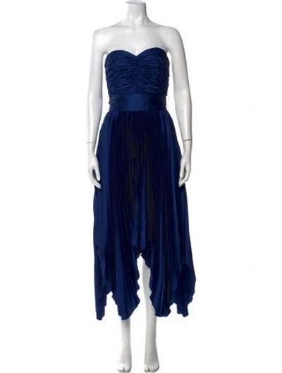 Pre-owned Amur Strapless Knee-length Dress In Blue