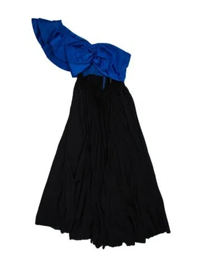 Pre-owned Amur Strapless Long Dress In Black/blue