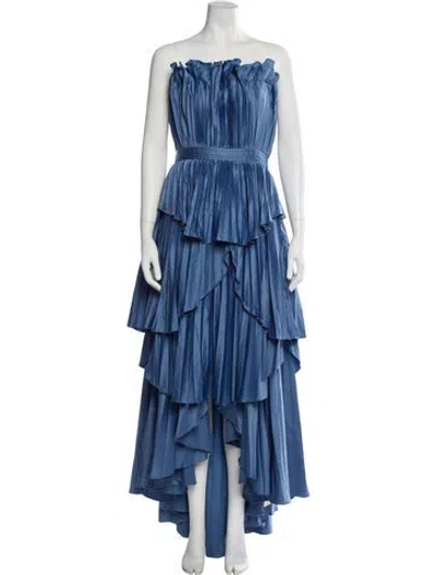 Pre-owned Amur Strapless Long Dress In Blue