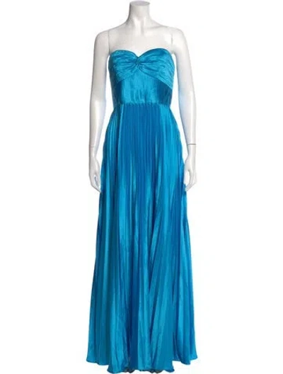 Pre-owned Amur Strapless Long Dress In Blue