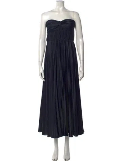 Pre-owned Amur Strapless Long Dress In Blue