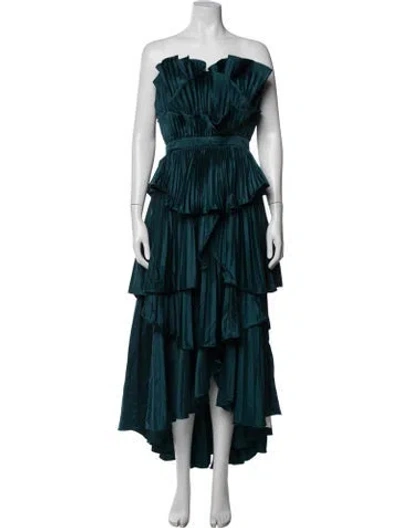 Pre-owned Amur Strapless Long Dress In Blue