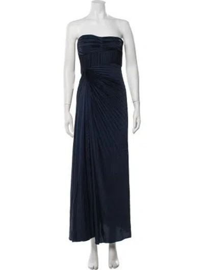 Pre-owned Amur Strapless Long Dress In Blue