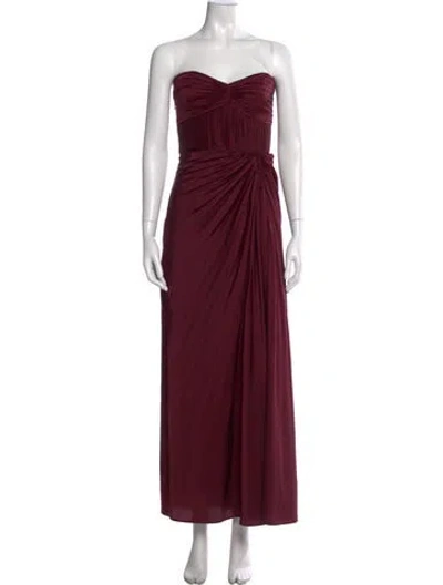 Pre-owned Amur Strapless Long Dress In Burgundy
