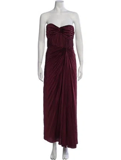 Pre-owned Amur Strapless Long Dress In Burgundy