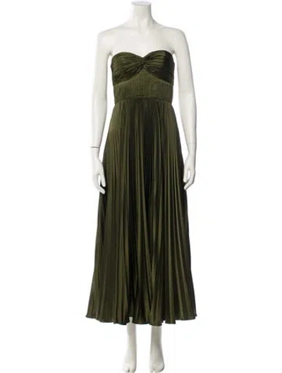 Pre-owned Amur Strapless Long Dress In Green
