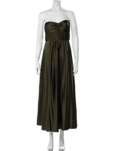 Pre-owned Amur Strapless Long Dress In Green