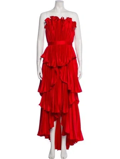 Pre-owned Amur Strapless Long Dress In Orange