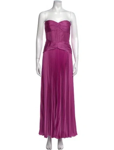 Pre-owned Amur Strapless Long Dress In Purple