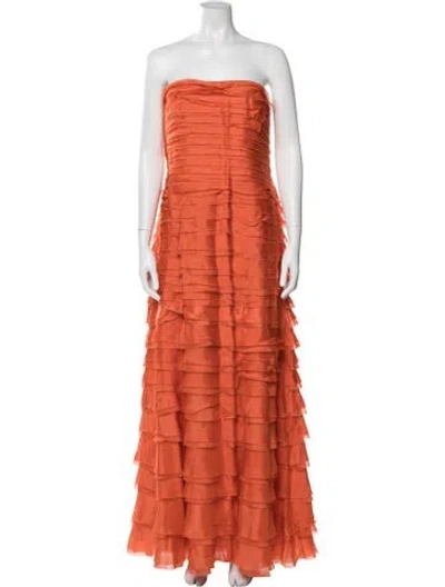 Pre-owned Amur Strapless Long Dress W/ Tags In Orange