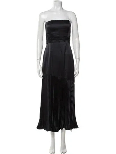 Pre-owned Amur Strapless Midi Length Dress In Black