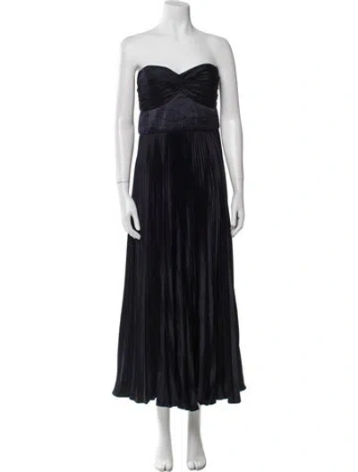 Pre-owned Amur Strapless Midi Length Dress In Blue