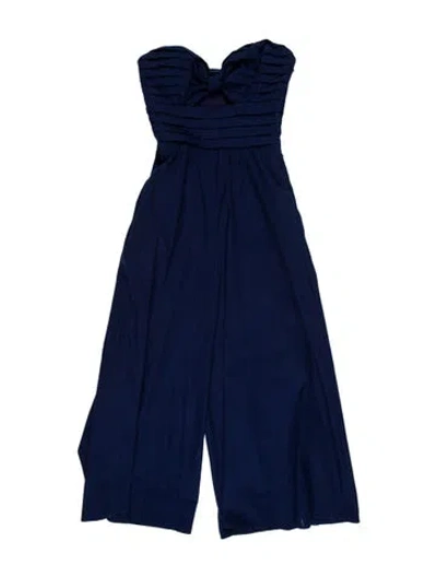 Pre-owned Amur Strapless Midi Length Dress In Blue