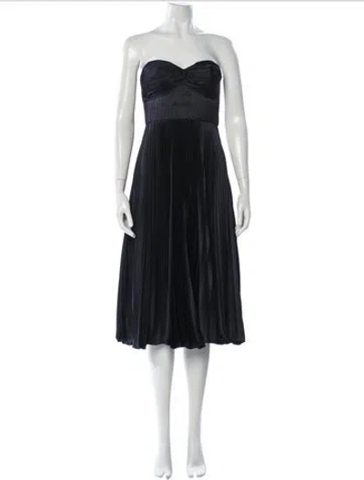 Pre-owned Amur Strapless Midi Length Dress In Blue