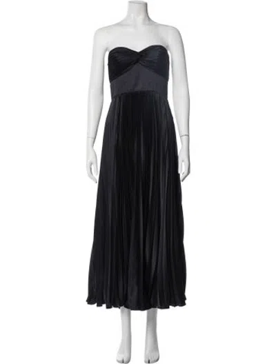 Pre-owned Amur Strapless Midi Length Dress In Blue