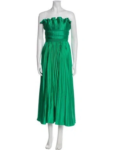 Pre-owned Amur Strapless Midi Length Dress In Green