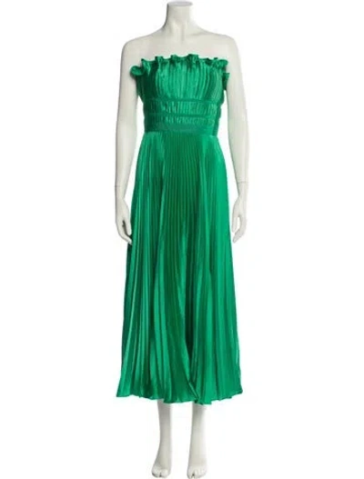 Pre-owned Amur Strapless Midi Length Dress In Green