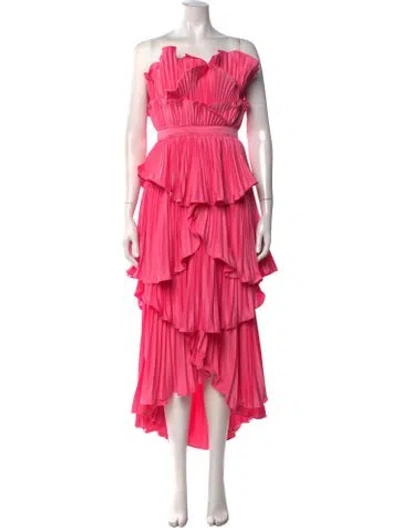 Pre-owned Amur Strapless Midi Length Dress In Pink