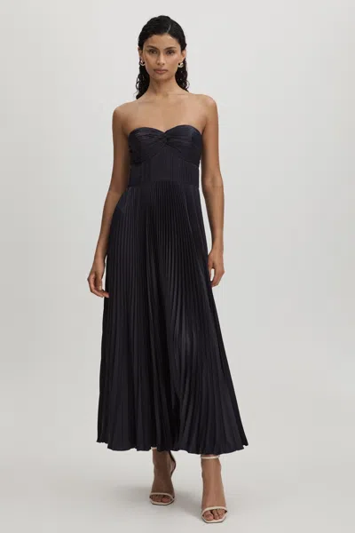 AMUR AMUR STRAPLESS PLEATED MAXI DRESS