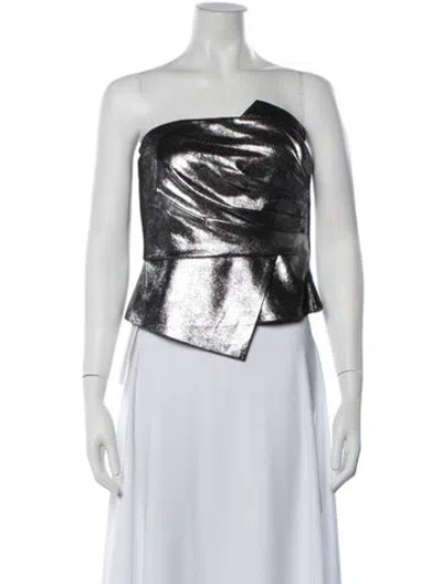 Pre-owned Amur Strapless Top W/ Tags In Metallic/silver