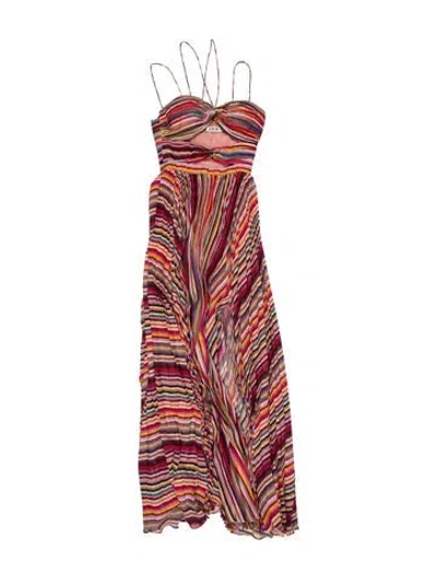 Pre-owned Amur Striped Long Dress In Multi