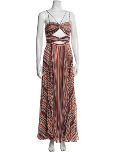 Pre-owned Amur Striped Long Dress In Multi