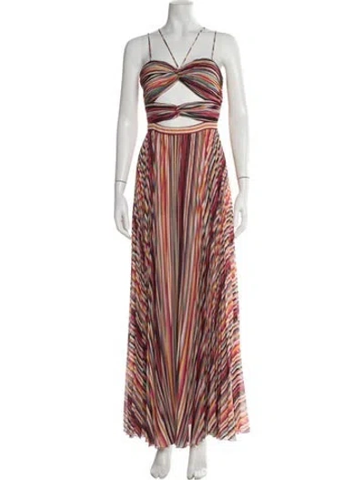 Pre-owned Amur Striped Long Dress In Multi