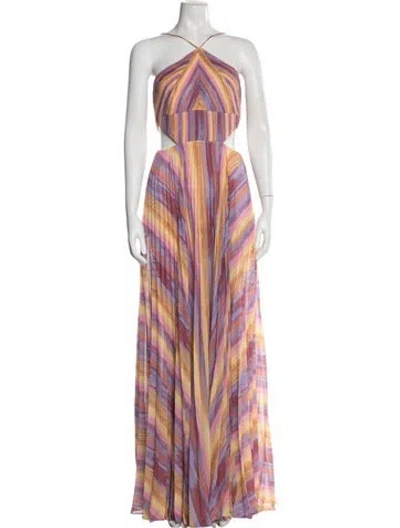 Pre-owned Amur Striped Long Dress In Orange