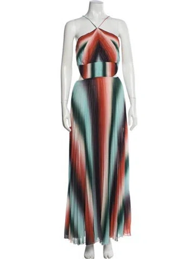 Pre-owned Amur Striped Long Dress In Pink