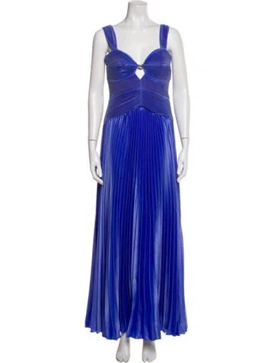 Pre-owned Amur Striped Long Dress In Purple