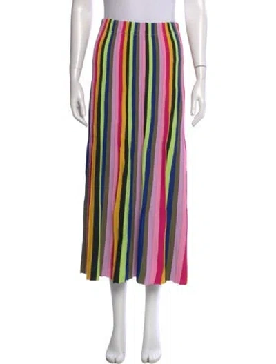 Pre-owned Amur Striped Long Skirt In Pink