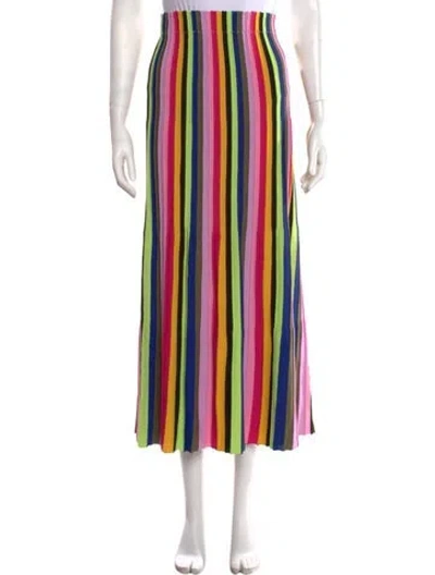 Pre-owned Amur Striped Long Skirt In Pink