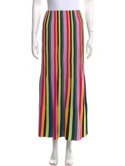 Pre-owned Amur Striped Long Skirt In Pink